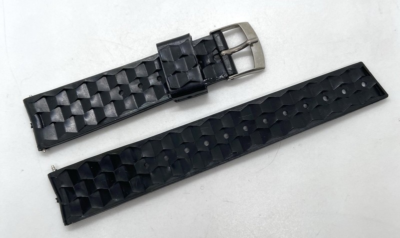 VTG NEW DIVER Watch Wide Band Black Silicone Hong Kong NICE 18mm LugsSpring Bars