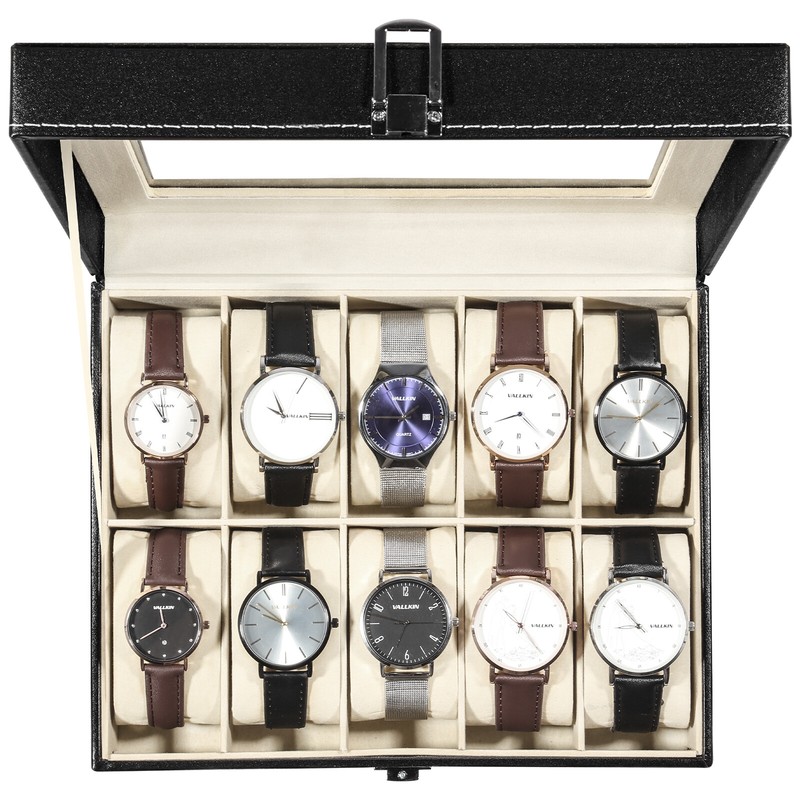 10 Slots Watch Box PU Leather Watch Case Jewelry Storage Display Case Gift gallery