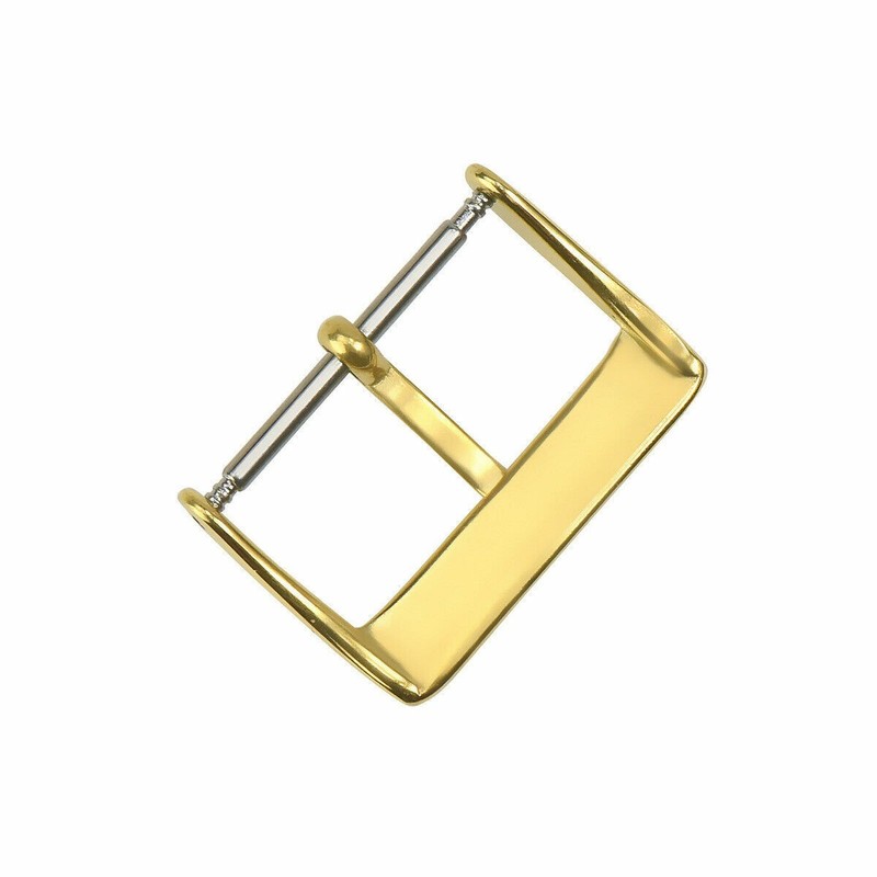 22MM WATCH BUCKLE CLASP PIN STYLE FOR LEATHER RUBBER WATCH BAND STRAP SHINY GOLD gallery