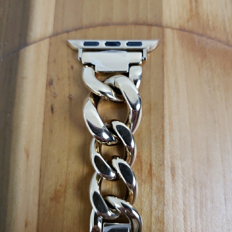 Anne Klein Women’s Gold Curb Chain Apple Bracelet Watchband Fits 40mm 6.25 In gallery