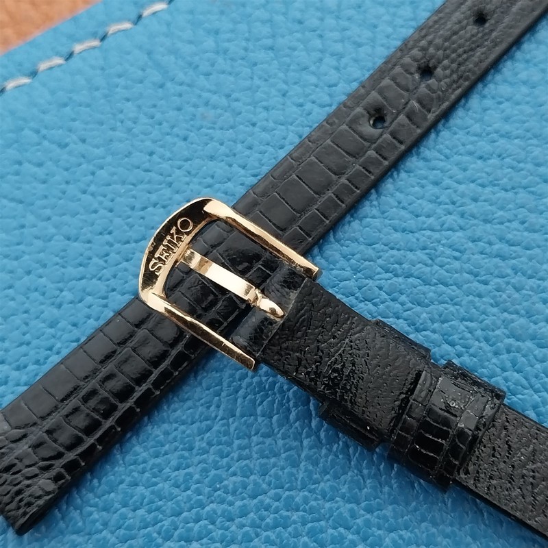 Vintage 9mm Seiko Lizard &Yellow Gold RGP Logo Buckle Unused Classic Watch Strap gallery