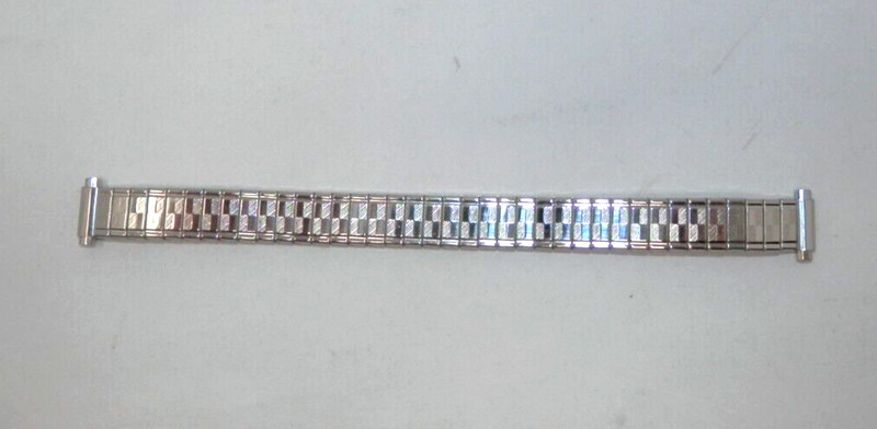 Vintage Flex-On Watch Band Textured Silver 10-12mm 3/8″ Stretch New NOS