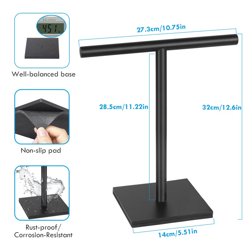T-Shaped Towel Holder Rack Stainless Steel Free Standing Hand Towel Bar Stand