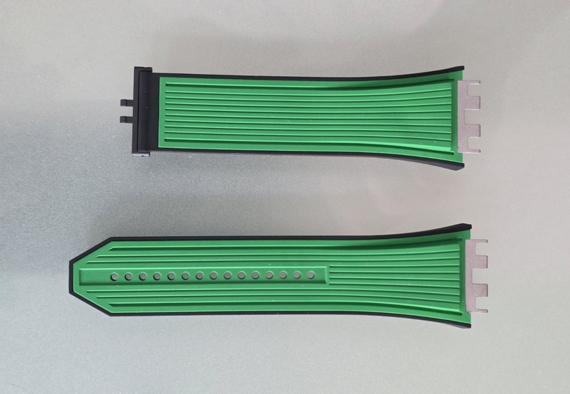 GENUINE HUBLOT SPIRIT OF BIG BANG GREEN & BLACK LINED RUBBER WATCH STRAP NEW gallery
