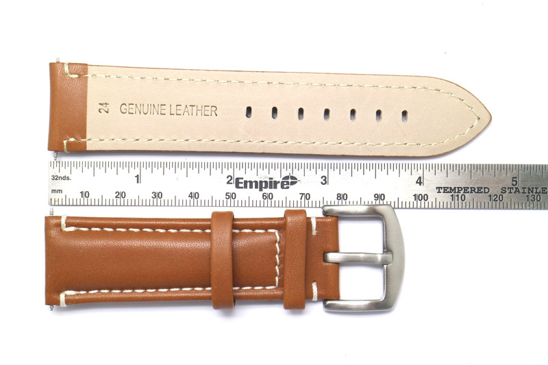 24mm Brown/White Genuine Leather Replacement Men Watch Band - Invicta Lupah 24 gallery