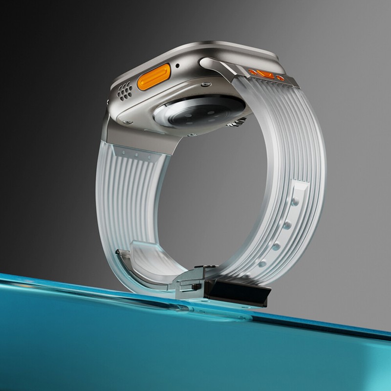 Clear TPU Rubber Sports Band Strap for Apple Watch 9 8 7 6 5 Ultra 2 44/45/49mm gallery