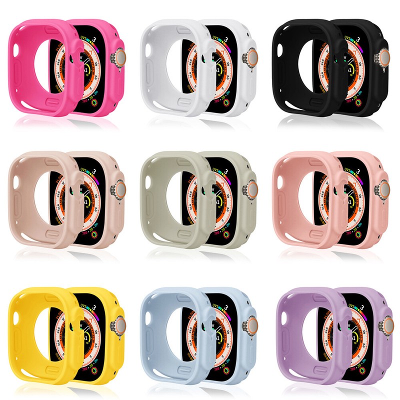 Soft Silicone Rubber Case Cover TPU Bumper Frame for Apple Watch Ultra 2/1 49mm