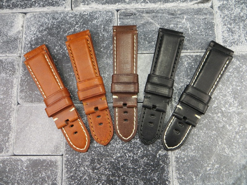 New 22mm Deployment Strap Soft Calf Leather Watch Band for PANERAI Gold Brown