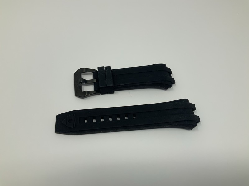 NOS Swiss Legend Black Rubber Strap with brushed black steel buckle 22mm