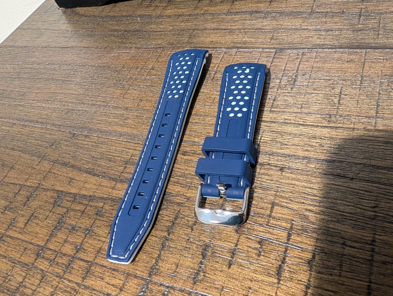 22mm StrapsCo Rubber Perforated Rally Watch Band Silicone Strap w/ Curved Ends