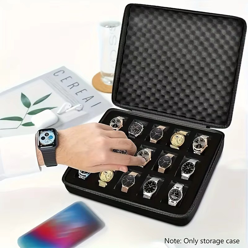 15-Slot Watch Box – Hard Shell Case with Shockproof Foam
