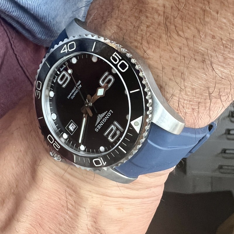 21mm BLUE Caoutchouc Vulcanized rubber Strap LONGINES HydroConquest Watch gallery