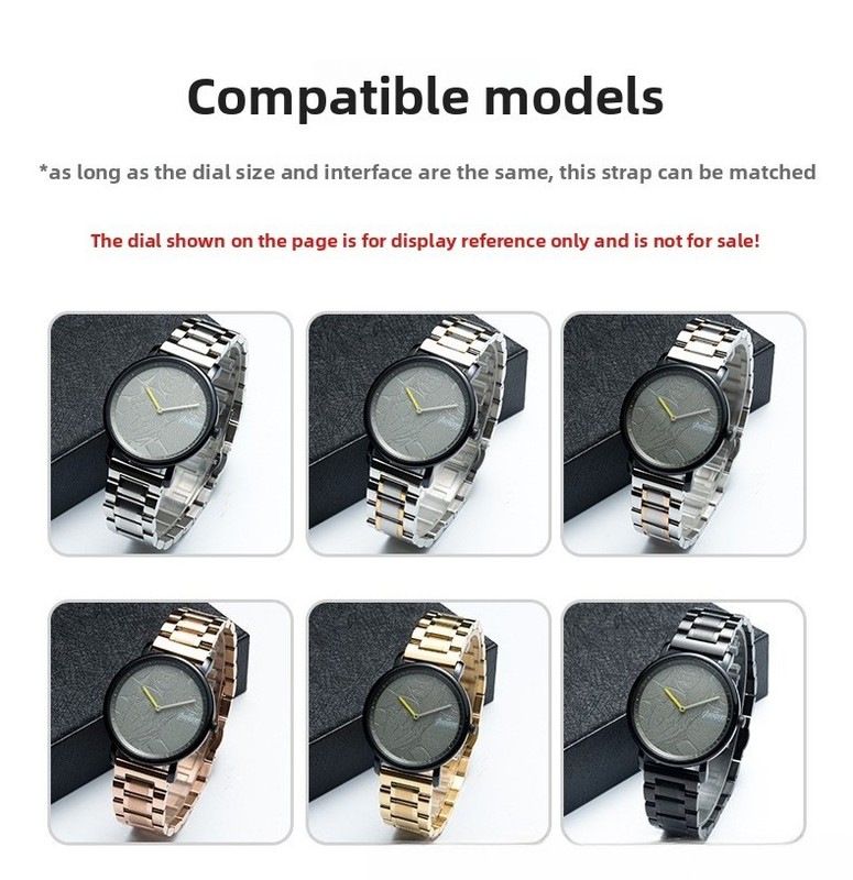 5 Bead Solid Stainless Steel Watch Strap Metal Bracelet 12mm-24mm with Arc Mouth gallery