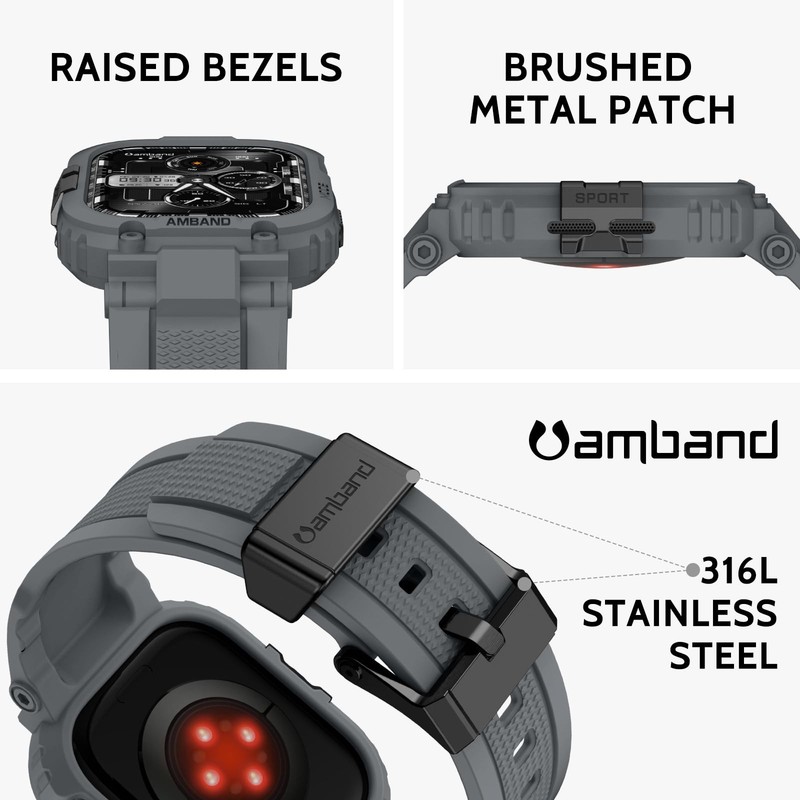 amBand Bands Case Compatible with Apple Watch Series 11/10 46mm, M1 Sport Rugged gallery