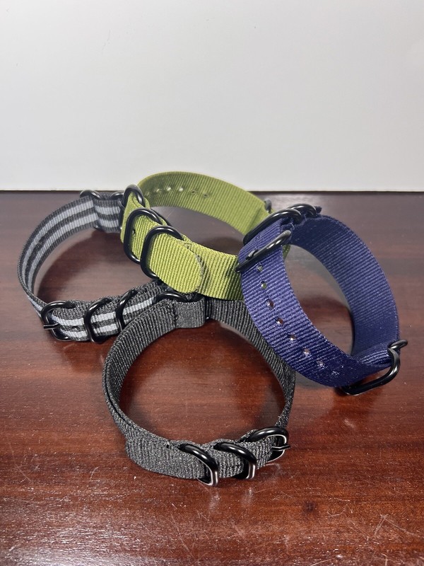 NYLON Watch Strap 20mm Military Style with 5 Black PVD Coated Ring | Set of 4 gallery