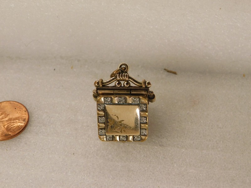 Unique Victorian Era Gold Plated Locket Watch Fob or Large Charm