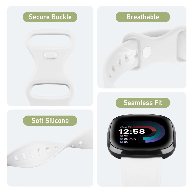 For Fitbit Versa 4 3, Sense 1 2 Soft SILICONE Wrist Strap Replacement Watch Band gallery