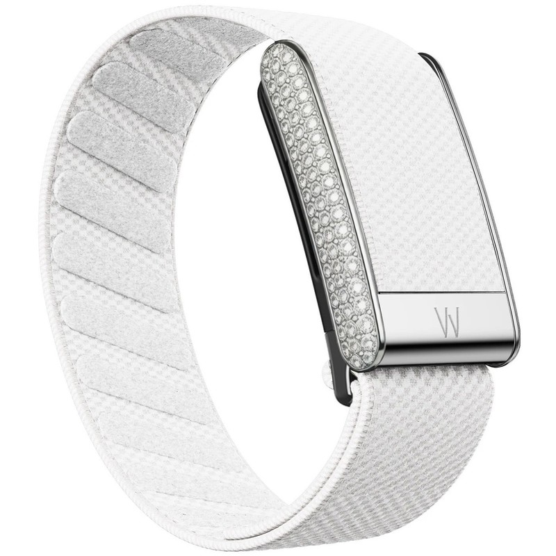 Diamond Nylon Band for Whoop 5.0 – Silver Metal U-Frame Elastic Strap