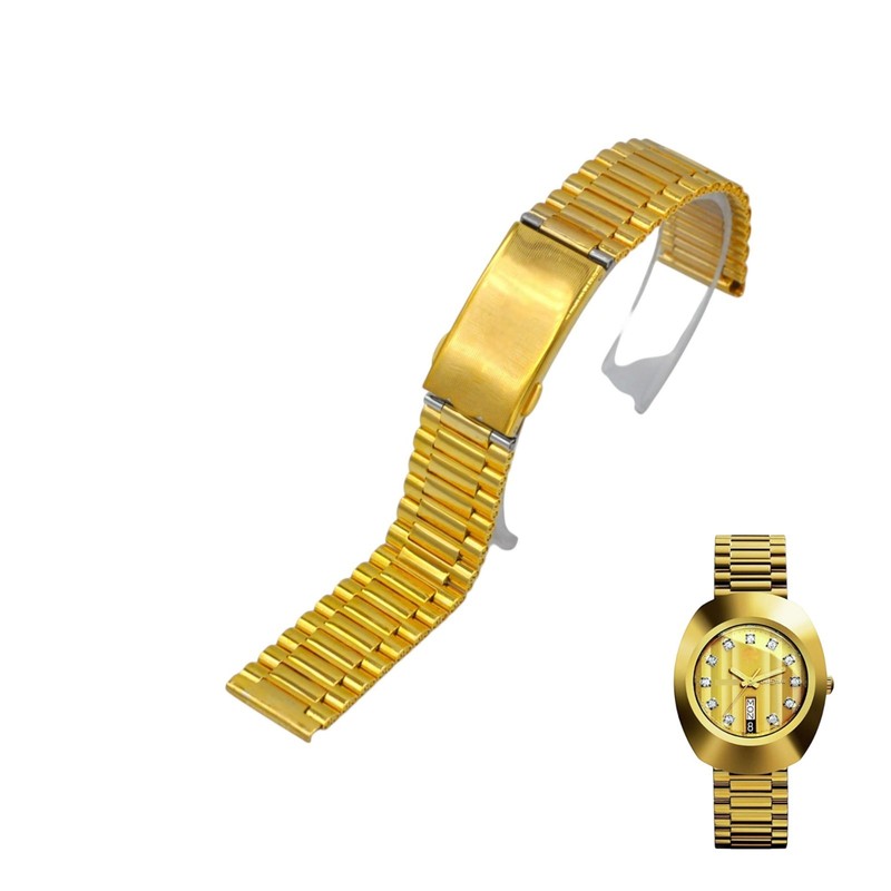 Diastar R12413493 18mm Gold Color Stainless Steel Watch Bracelet For Rado