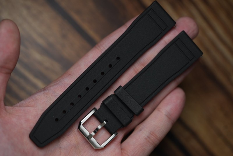 Black natural rubber band urethane watch strap with quick release, 20 21 22mm