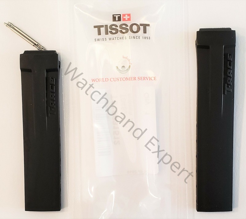 Original Tissot WOMEN'S T-Race T048217A Black Rubber Watch Band Strap with Pins