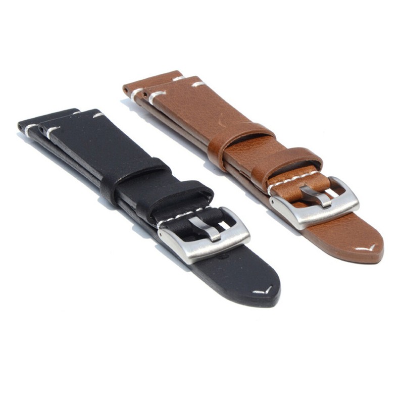 Watch Band Top Layer Cowhide Genuine Leather Wristwatch Strap Blet Black 18-22mm gallery