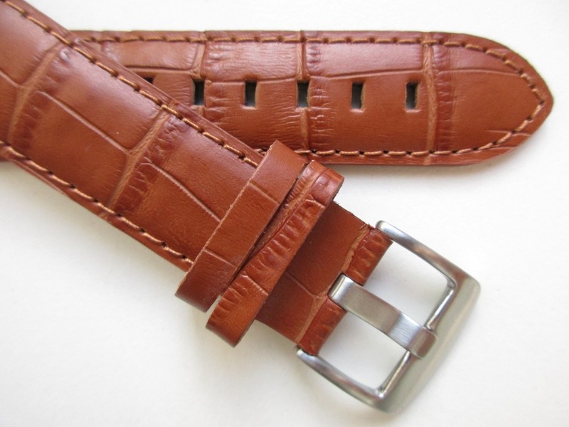 Tawny brown XL alligator print dress padded 22 MM leather watch band strap gallery