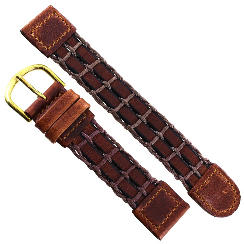 16mm Speidel Net Braided Woven Brown & Black Genuine Leather Band 320 830 gallery