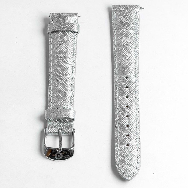 Michele Women’s 16mm Silver Leather Watch Band 301941009