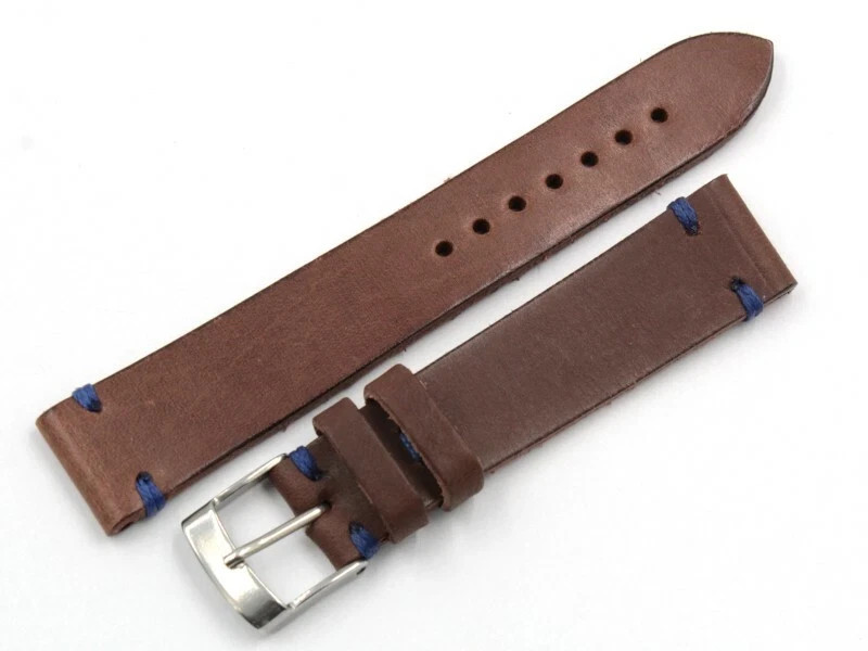 Genuine Brown Smooth Leather Strap 18/16mm Handmade with Great Leathers