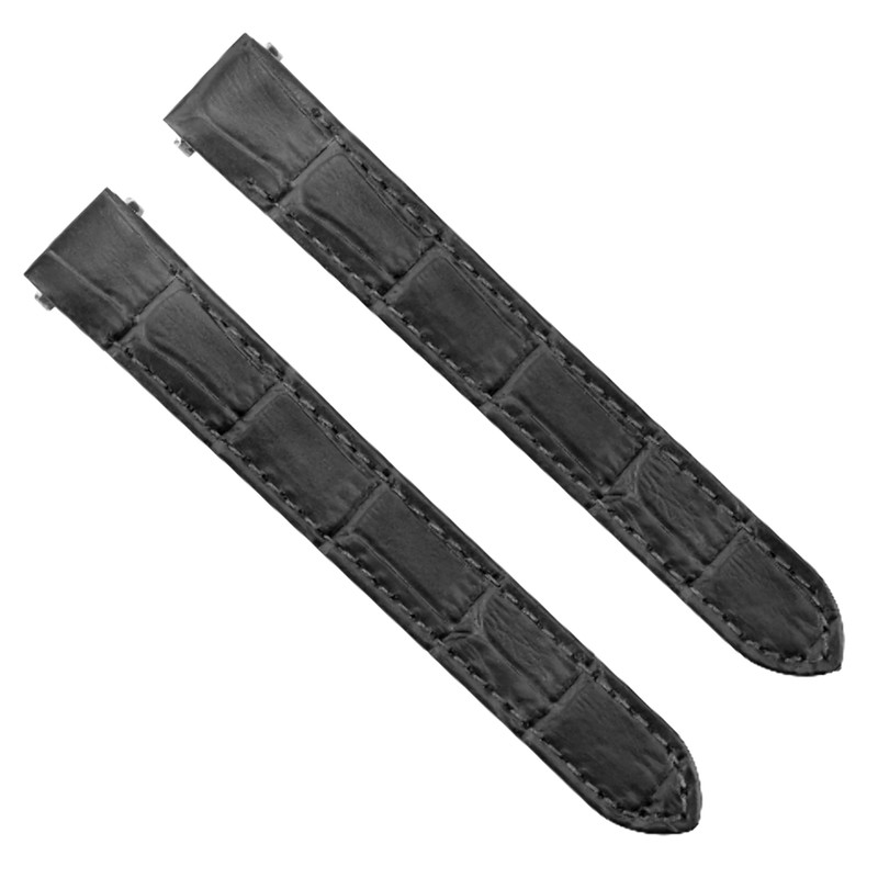 15MM LEATHER WATCHBAND STRAP FOR LADY CARTIER ROADSTER 2675 2723 QUICK REL BLACK
