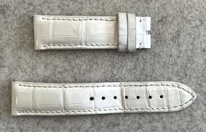 Genuine Jacob & Co White Leather Alligator Pattern Band Strap 20MM