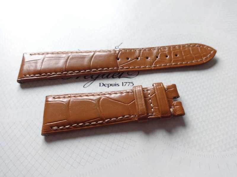 Breguet OEM Genuine Allig. strap Light Brown Cognac Padded matt 21mm New
