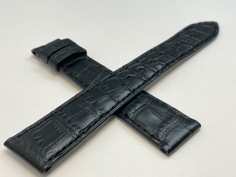 OEM Juvenia Genuine Crocodile Matte Black 18mm Watch Strap No Buckle