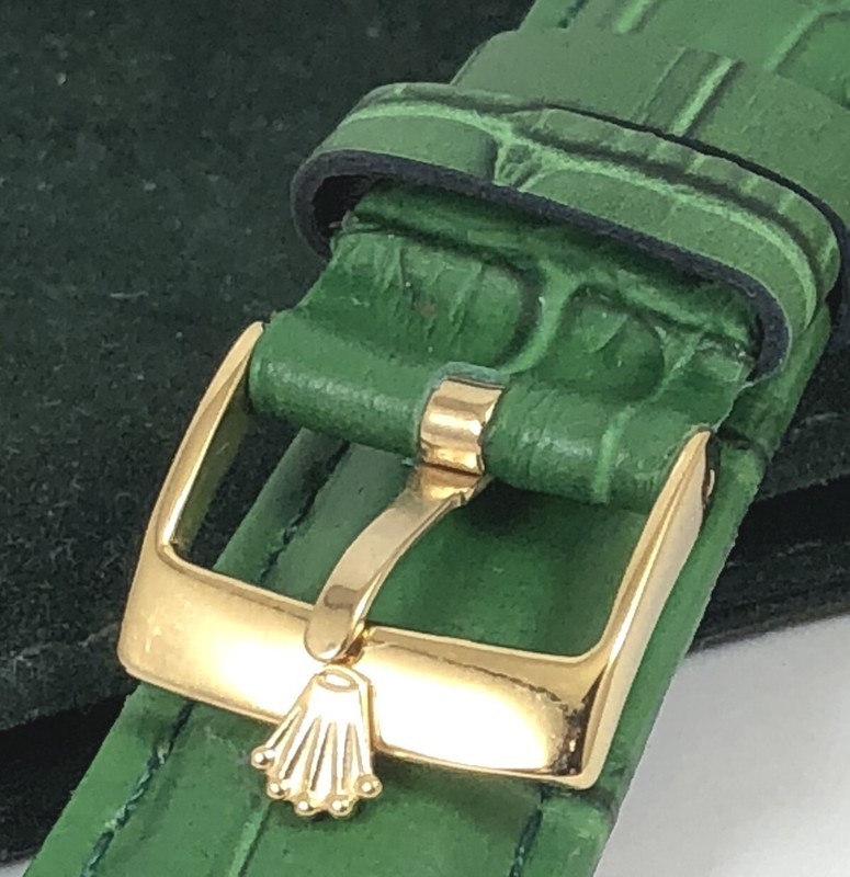 Green 19mm Leather Strap with Vintage yellow buckle