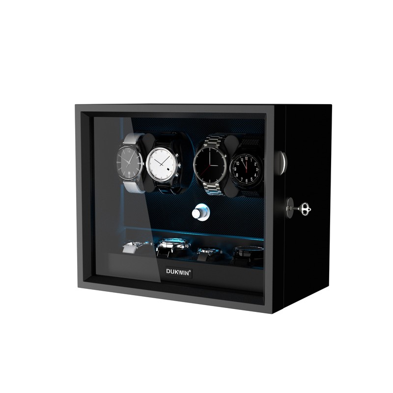 XTELARY Automatic 4 Watch Winder With 4 Extra Storage Case Box Display Black gallery