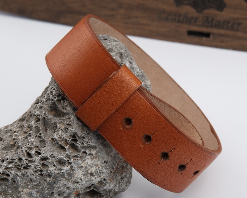Handmade Leather Watch Strap for Hermes Barenia BA1.510 Tan Colour 24mm