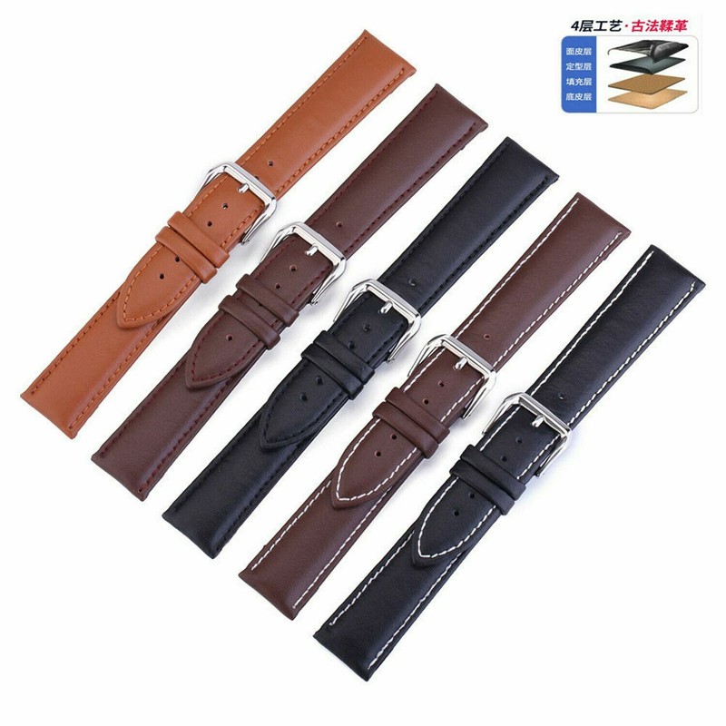 Stitching Cowhide Leather Band Watch Strap 22mm 10mm-24mmStainless Steel Buckle gallery