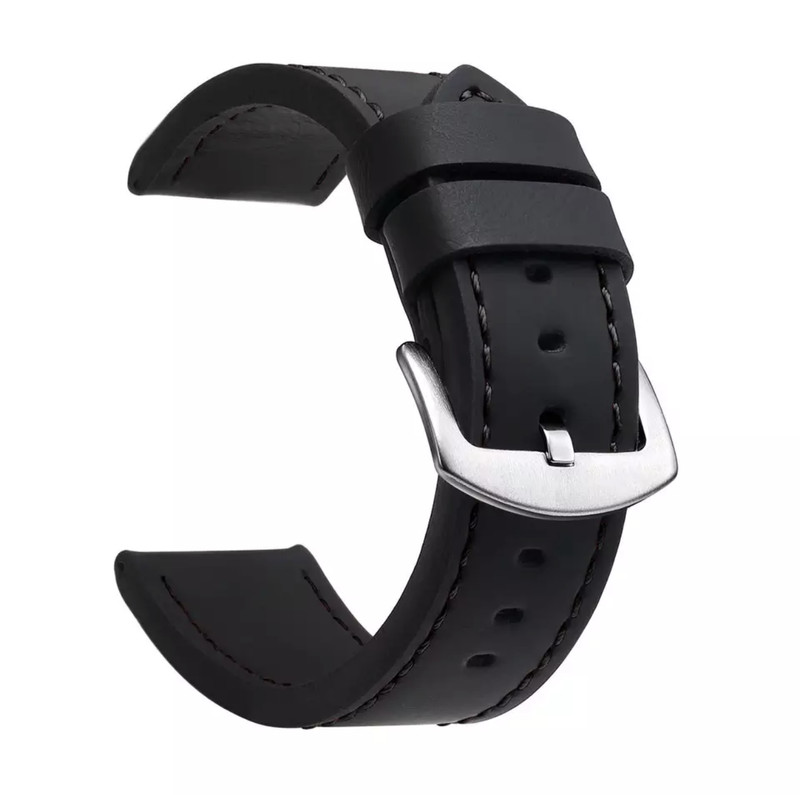 PLAIN HIGH QUALITY LEATHER WATCH STRAP BAND BLACK BROWN TAN GREY 18-24MM