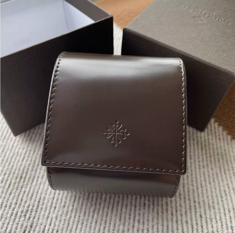 Luxury Dark Brown Leather Watch Travel Case Watch Holder Patek Philippe New