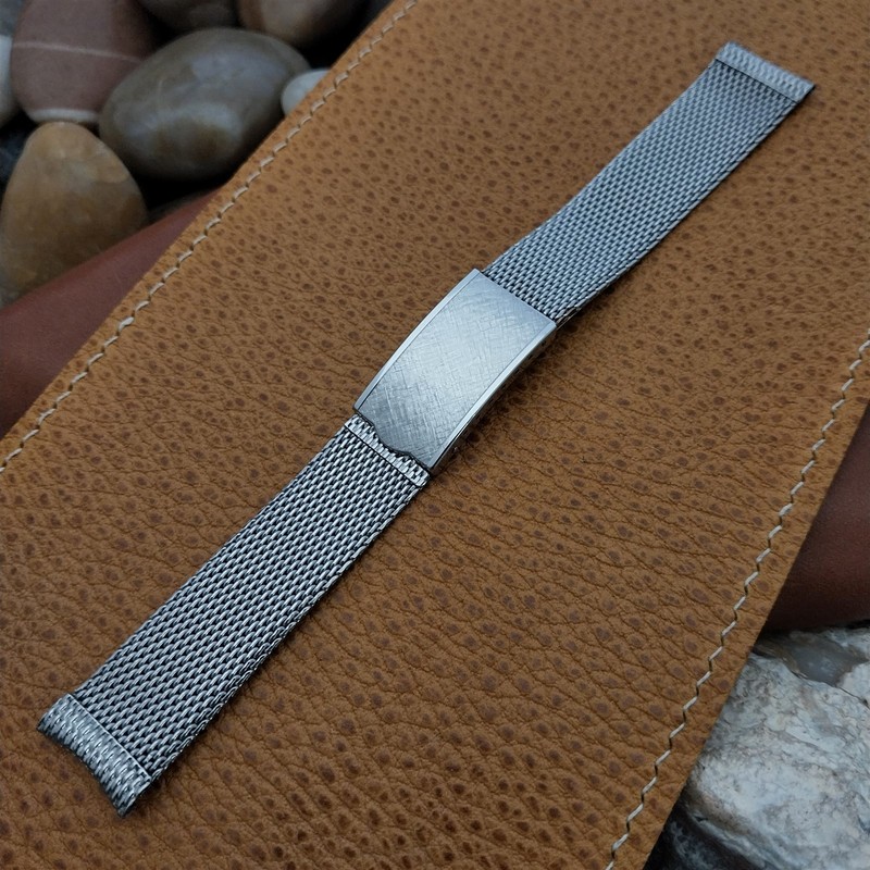 18mm 11/16″ 1960s Stainless Steel Mesh Kestenmade nos Unused Vintage Watch Band
