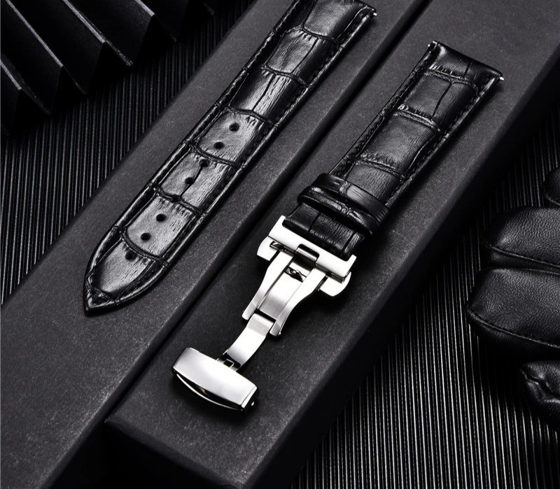 Genuine Leather Watch Band – 18-24mm Strap with Butterfly Buckle Replacement