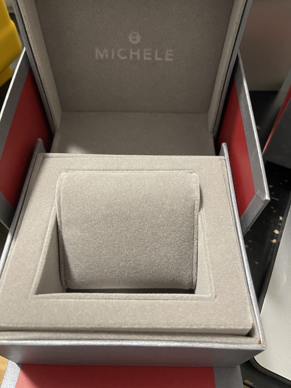 New Michele Watch Box Set with Manual Booklet Warranty card and Pouch pillow