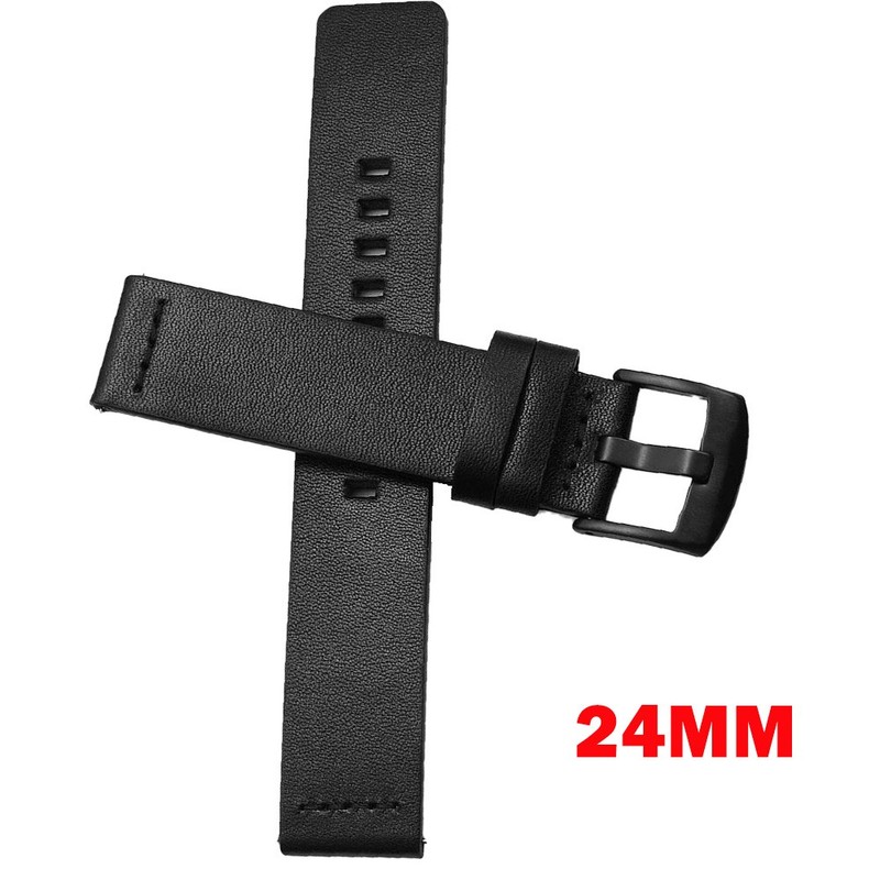 1Pc 24mm Microfiber Leather Black Watch Band Wrist Strap Quick Release HOT