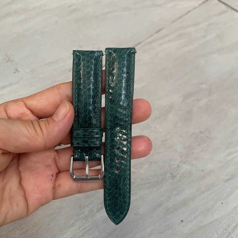 20mm/18mm Green Genuine Snake Leather Skin Watch Wrist Strap Band Buckle