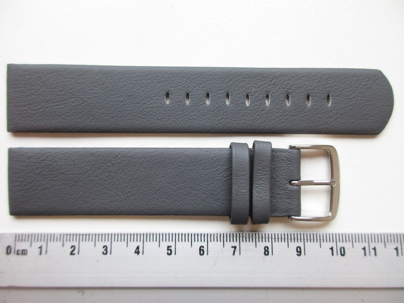 Pebble grey gray XL unstitched 21 MM untapered leather watch band strap