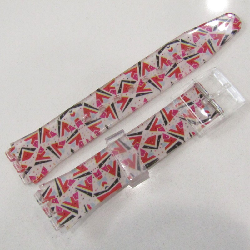 SWATCH Watch 17mm Strap Replacement Band Red Black White Sturdy Plastic 💥