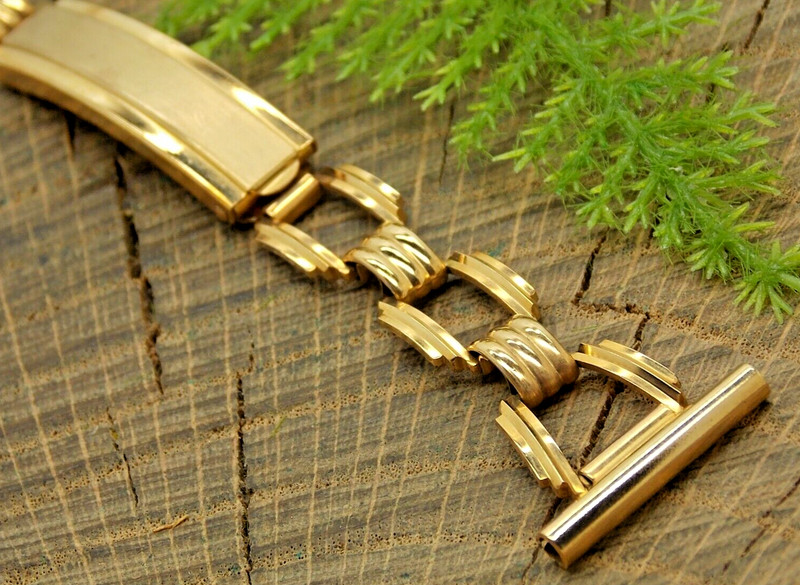 Art Deco Bradfield Quality Vintage 19mm Rolled Gold Plate Watch Band NOS Unused