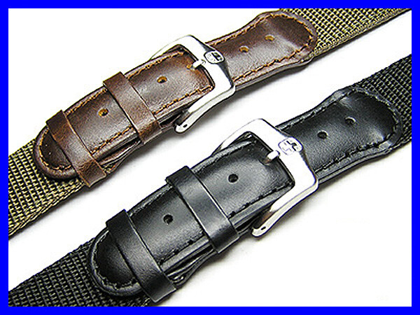 19mm Nylon & Leather Watch Band Strap Suits Wenger Swiss Army Victorinox Watch