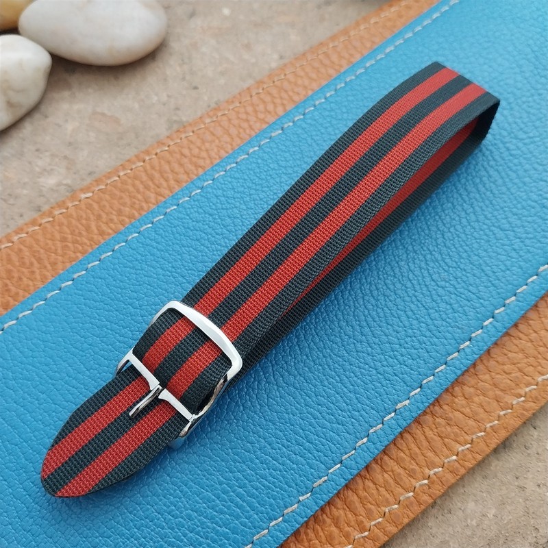 Vintage 18mm 1960s Striped Perlon Classic Single-Pass Unused Field Watch Band
